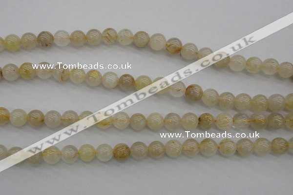 CRU582 15.5 inches 8mm round golden rutilated quartz beads