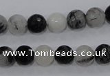 CRU59 15.5 inches 10mm faceted round black rutilated quartz beads