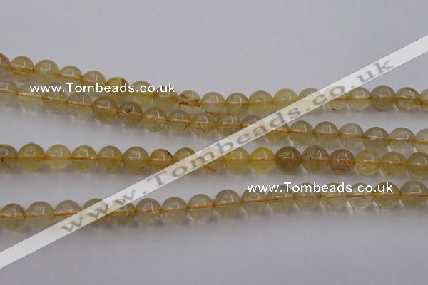 CRU602 15.5 inches 8mm round golden rutilated quartz beads