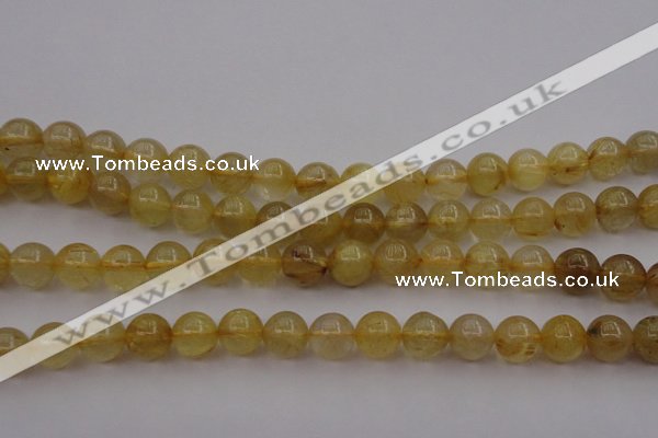 CRU603 15.5 inches 9mm round golden rutilated quartz beads