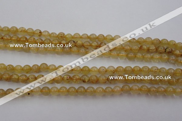 CRU611 15.5 inches 6mm round golden rutilated quartz beads