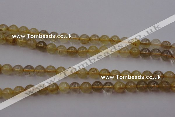 CRU612 15.5 inches 8mm round golden rutilated quartz beads