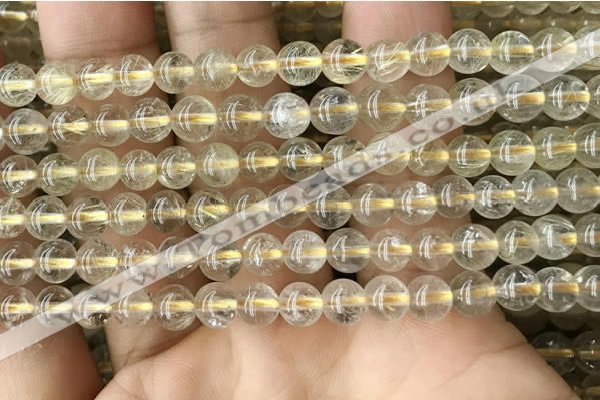 CRU629 15.5 inches 6mm round golden rutilated quartz beads