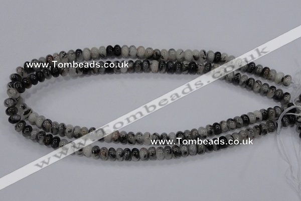 CRU63 15.5 inches 5*8mm rondelle black rutilated quartz beads