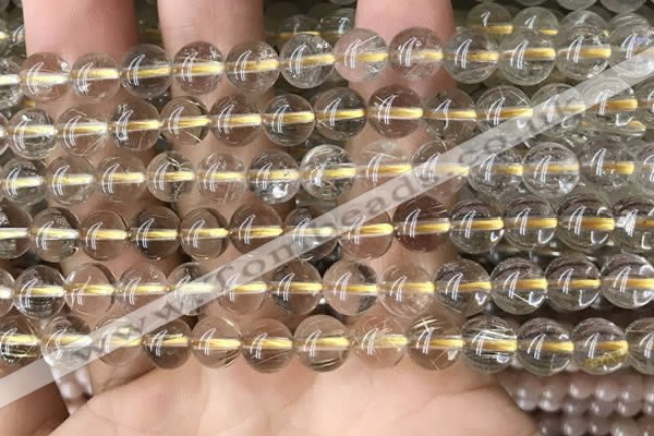 CRU630 15.5 inches 7mm round golden rutilated quartz beads