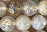 CRU637 15.5 inches 8mm round golden rutilated quartz beads