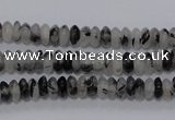 CRU64 15.5 inches 3*6mm rondelle black rutilated quartz beads