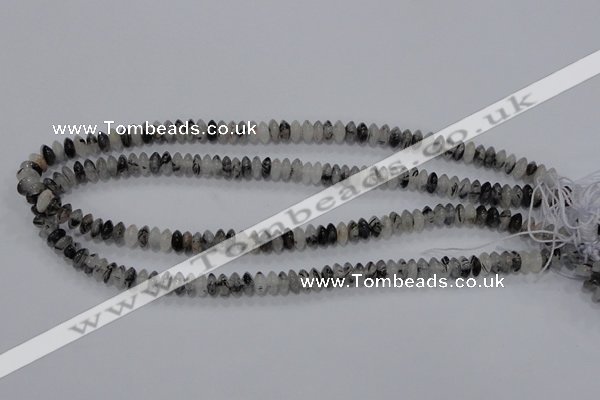 CRU65 15.5 inches 4*8mm rondelle black rutilated quartz beads