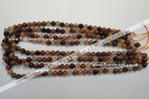 CRU652 15.5 inches 7mm round Multicolor rutilated quartz beads