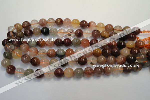 CRU655 15.5 inches 12mm round Multicolor rutilated quartz beads