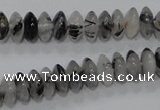 CRU66 15.5 inches 5*10mm rondelle black rutilated quartz beads