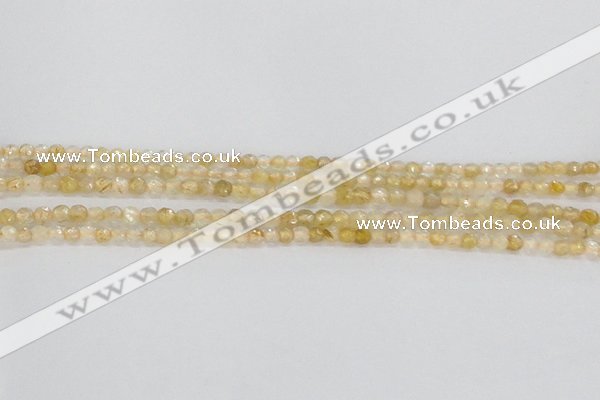 CRU665 15.5 inches 3mm faceted round golden rutilated quartz beads