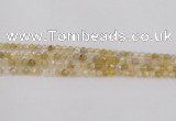 CRU666 15.5 inches 4mm faceted round golden rutilated quartz beads