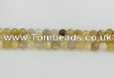 CRU668 15.5 inches 8mm faceted round golden rutilated quartz beads