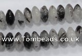 CRU67 15.5 inches 6*12mm rondelle black rutilated quartz beads