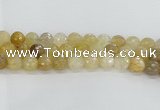 CRU670 15.5 inches 12mm faceted round golden rutilated quartz beads