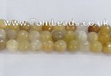 CRU671 15.5 inches 14mm faceted round golden rutilated quartz beads