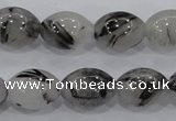 CRU72 15.5 inches 12*16mm rice black rutilated quartz beads wholesale