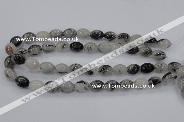 CRU72 15.5 inches 12*16mm rice black rutilated quartz beads wholesale