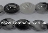 CRU73 15.5 inches 13*18mm rice black rutilated quartz beads wholesale