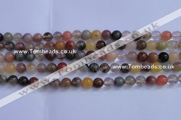 CRU752 15.5 inches 8mm round Multicolor rutilated quartz beads