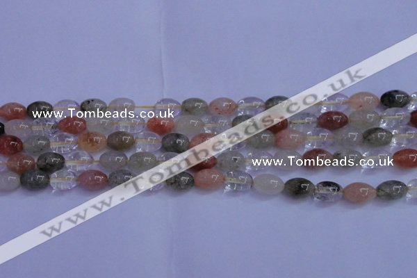 CRU760 15.5 inches 8*10mm rice Multicolor rutilated quartz beads