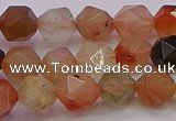 CRU767 15.5 inches 8mm faceted nuggets mixed rutilated quartz beads