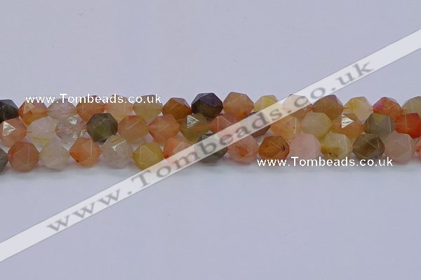 CRU769 15.5 inches 12mm faceted nuggets mixed rutilated quartz beads