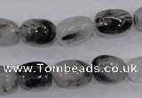 CRU77 15.5 inches 10*14mm nugget black rutilated quartz beads