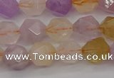 CRU773 15.5 inches 10mm faceted nuggets lavender amethyst & citrine beads