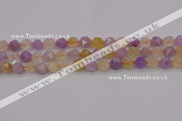 CRU774 15.5 inches 12mm faceted nuggets lavender amethyst & citrine beads