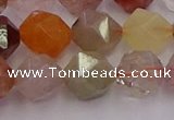 CRU779 15.5 inches 12mm faceted nuggets mixed rutilated quartz beads