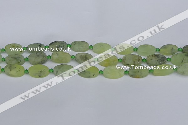 CRU781 15.5 inches 10*16mm oval green rutilated quartz beads