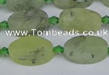 CRU782 15.5 inches 11*18mm oval green rutilated quartz beads