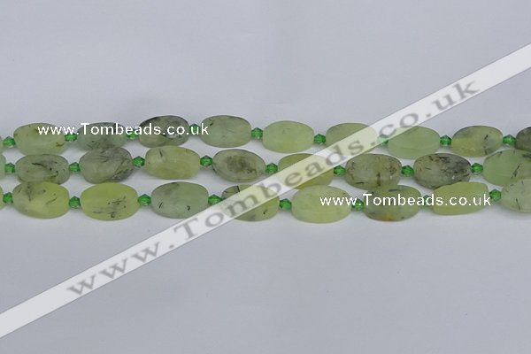 CRU782 15.5 inches 11*18mm oval green rutilated quartz beads