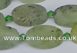 CRU783 15.5 inches 13*20mm oval green rutilated quartz beads