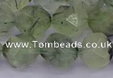 CRU794 15.5 inches 12mm faceted nuggets green rutilated quartz beads