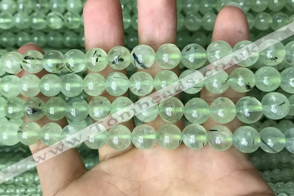 CRU812 15.5 inches 8mm round green rutilated quartz beads