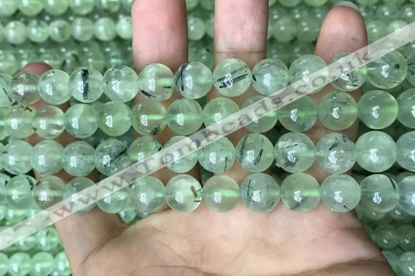 CRU813 15.5 inches 10mm round green rutilated quartz beads