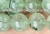 CRU814 15.5 inches 12mm round green rutilated quartz beads