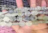 CRU818 15.5 inches 12*16mm oval matte green rutilated quartz beads