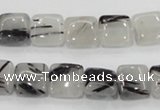 CRU84 15.5 inches 10*10mm square black rutilated quartz beads