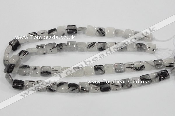 CRU84 15.5 inches 10*10mm square black rutilated quartz beads