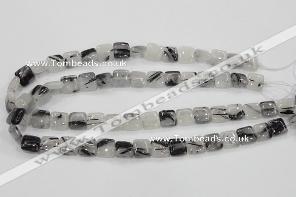CRU85 15.5 inches 12*12mm square black rutilated quartz beads