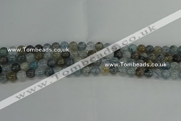 CRU852 15.5 inches 8mm round blue rutilated quartz beads