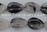 CRU87 15.5 inches 15*20mm flat teardrop black rutilated quartz beads