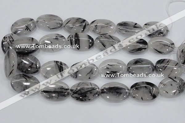 CRU89 15.5 inches 22*30mm oval black rutilated quartz beads wholesale
