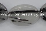 CRU90 15.5 inches 25*35mm oval black rutilated quartz beads wholesale