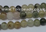 CRU900 15.5 inches 4mm round green rutilated quartz beads wholesale