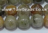 CRU904 15.5 inches 12mm round green rutilated quartz beads wholesale